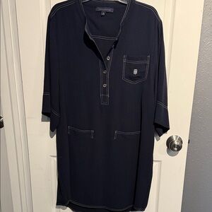 Tommy Hilfiger Navy Short-Sleeve Henley with Chest Pocket